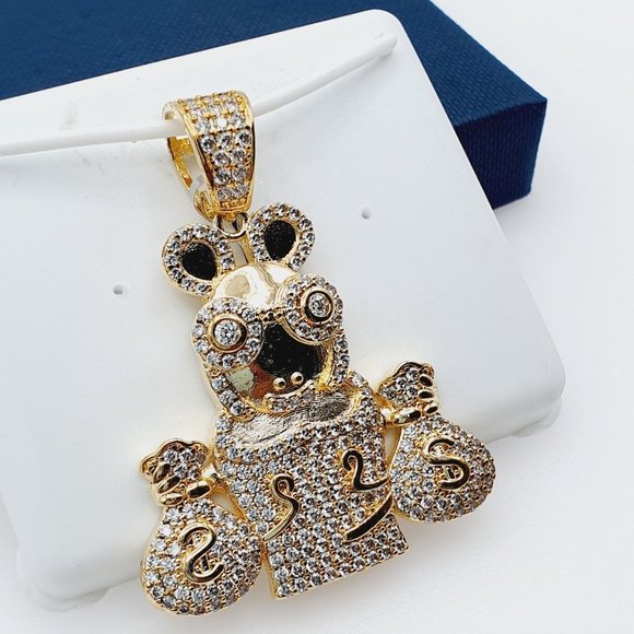 "14K Gold Plated Cubic Zircon Pendant, EVBRS361 - Picture 3 of 9